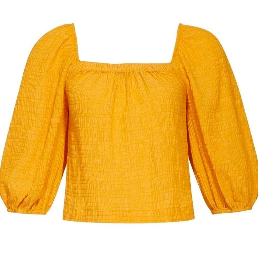 BB Dakota by Steve Madden Peregrine Top Yellow Gauze Peasant Boho Blouse